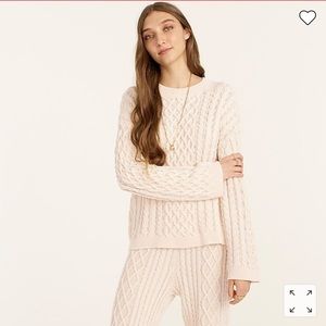 J Crew 2 pieces Set Cotton Cashmere cable knit pullover and pants